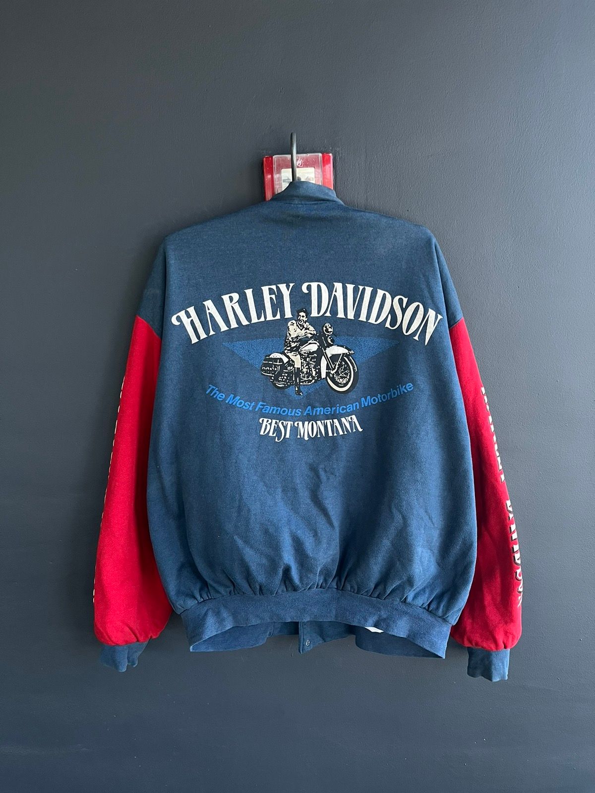 Pre-owned Harley Davidson X Vintage Harley Davidson Best Montana American Bomber Jacket In Blue