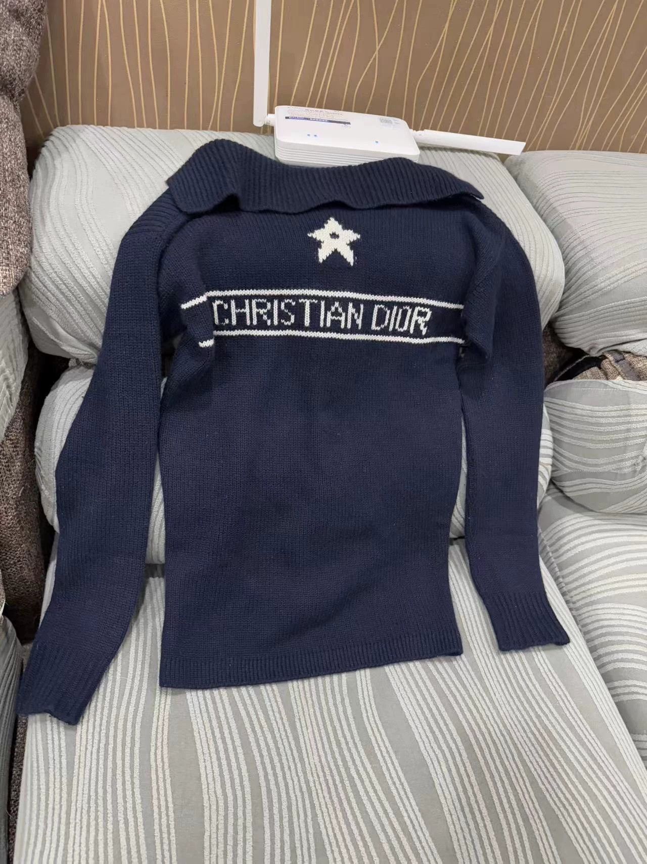 Dior Dior Navy Collar Cashmere Sweater Womens 38 99 New Size S / US 4 / IT 40 - 2 Thumbnail