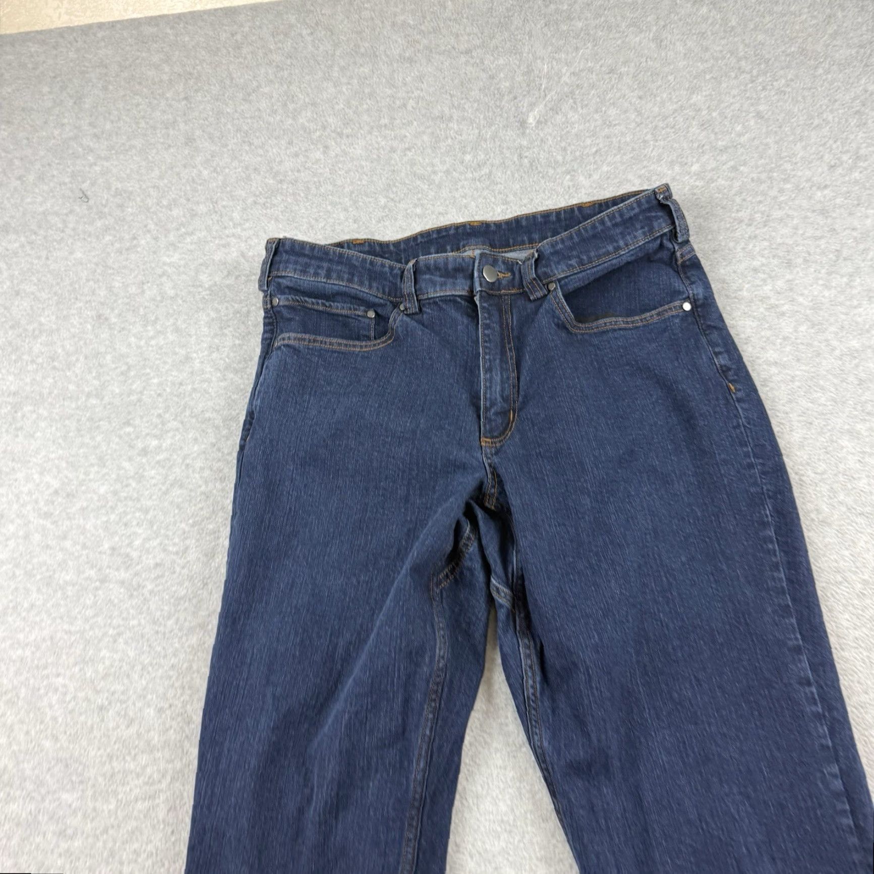 Denime Duluth 40 Grit Jeans Slim Fit Denim 34x32 Dark Wash Cotton Spandex Mens Jeans 5-Pocket Button Zip USA Logo Cowboy Style Regular Rise Slimming Stretch Size US 34 / EU 50 - 3 Thumbnail