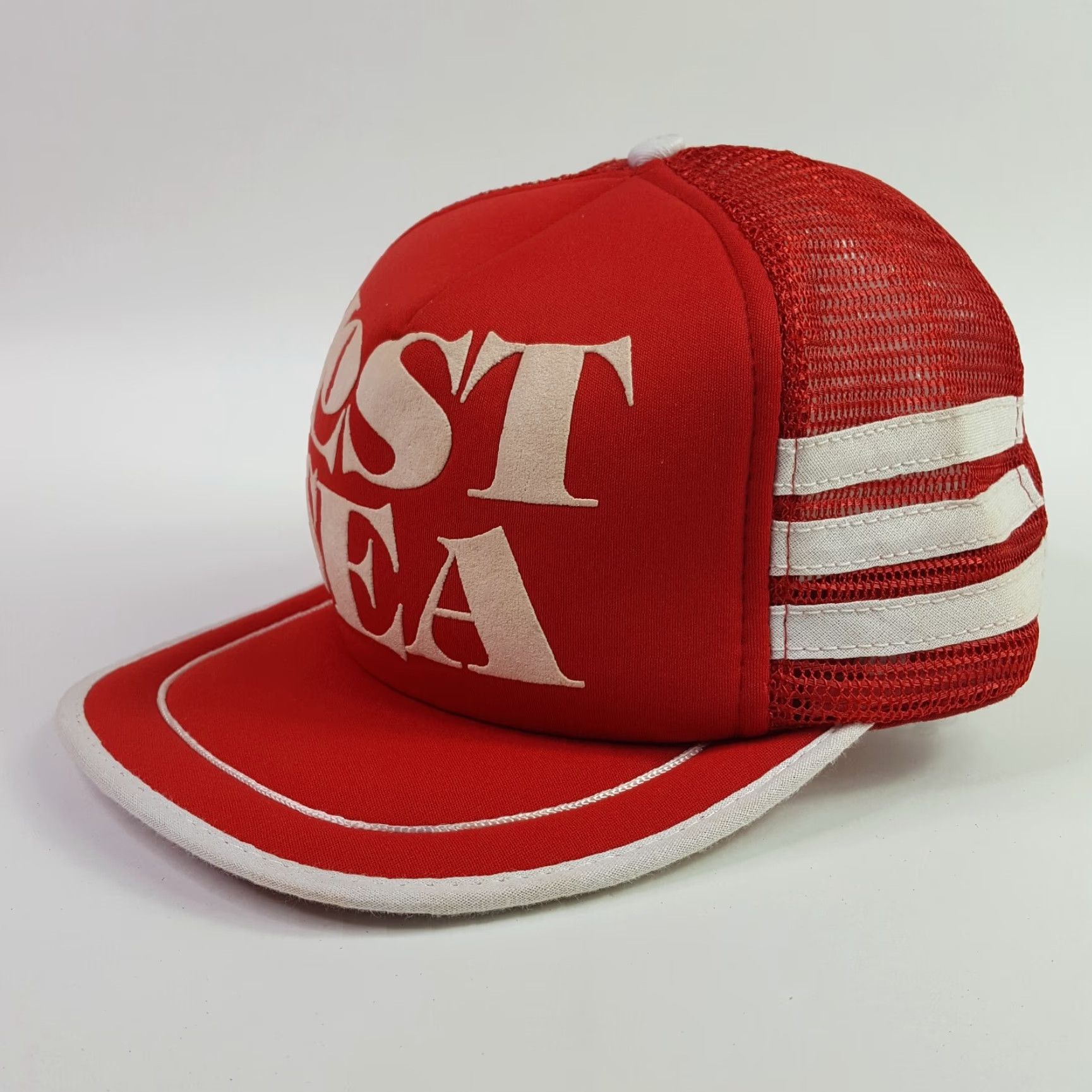 Vintage Vintage Lost Sea 3 Stripe Puff Print Trucker Hat Snapback Adjustable Foam Cap Size ONE SIZE - 5 Thumbnail