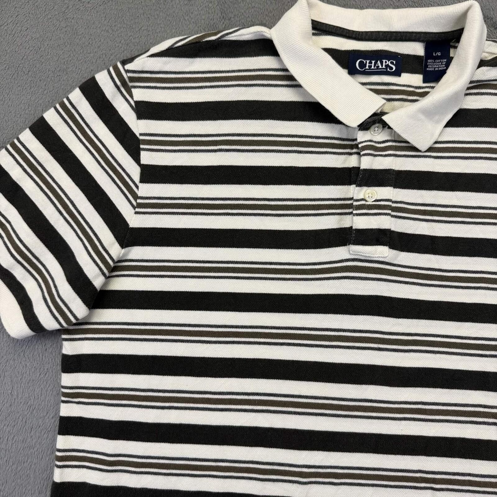 Chaps CHAPS Men's Polo Shirt Large L/G Striped Short Sleeve Size US L / EU 52-54 / 3 - 4 Thumbnail