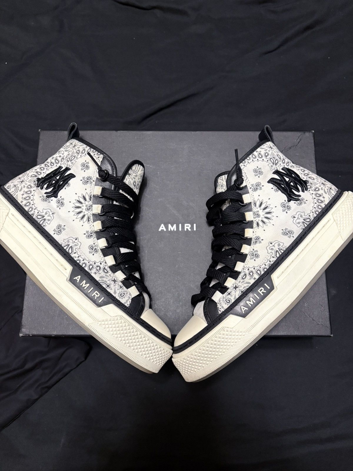 Amiri AMIRI Bandana High Top Sneakers – Black/White Size US 9 / EU 42 - 1 Thumbnail