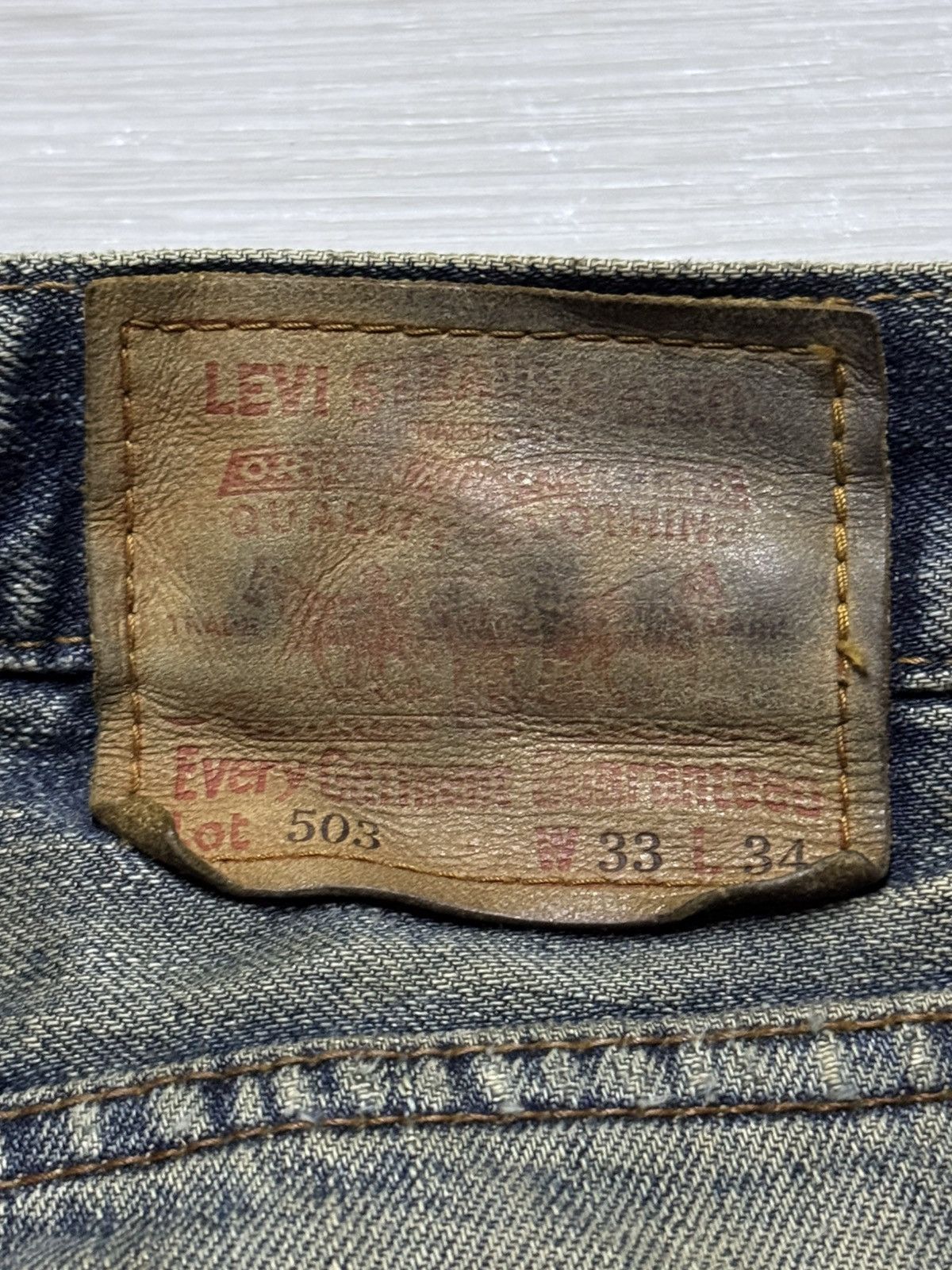 Levi's Vintage Levis 503 Mud Wash Distressed Baggy Jeans Size US 33 - 14 Thumbnail