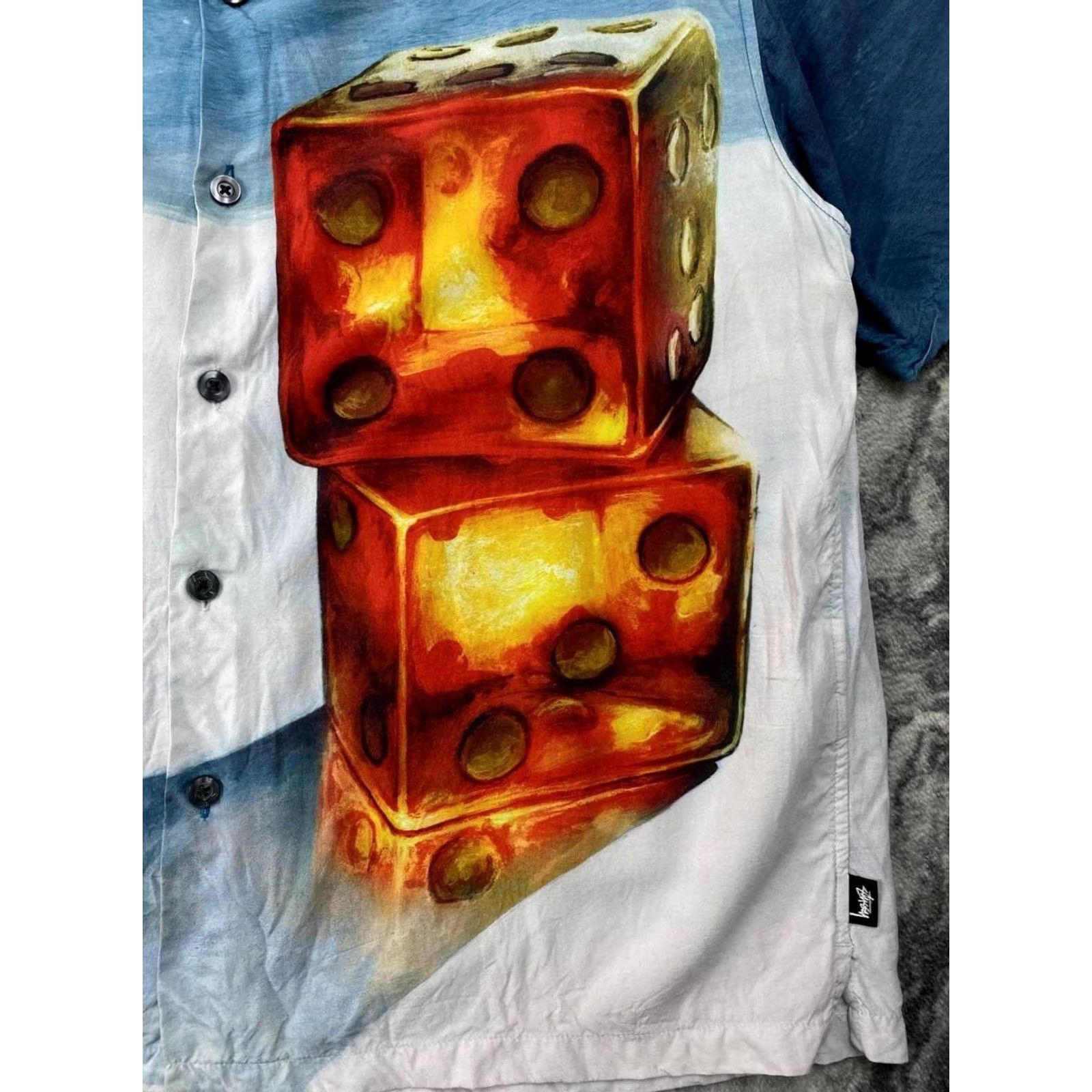 Vintage Stussy Dice Painting Shirt Buttons Big Logo Men Size S Blue Size US S / EU 44-46 / 1 - 2 Thumbnail