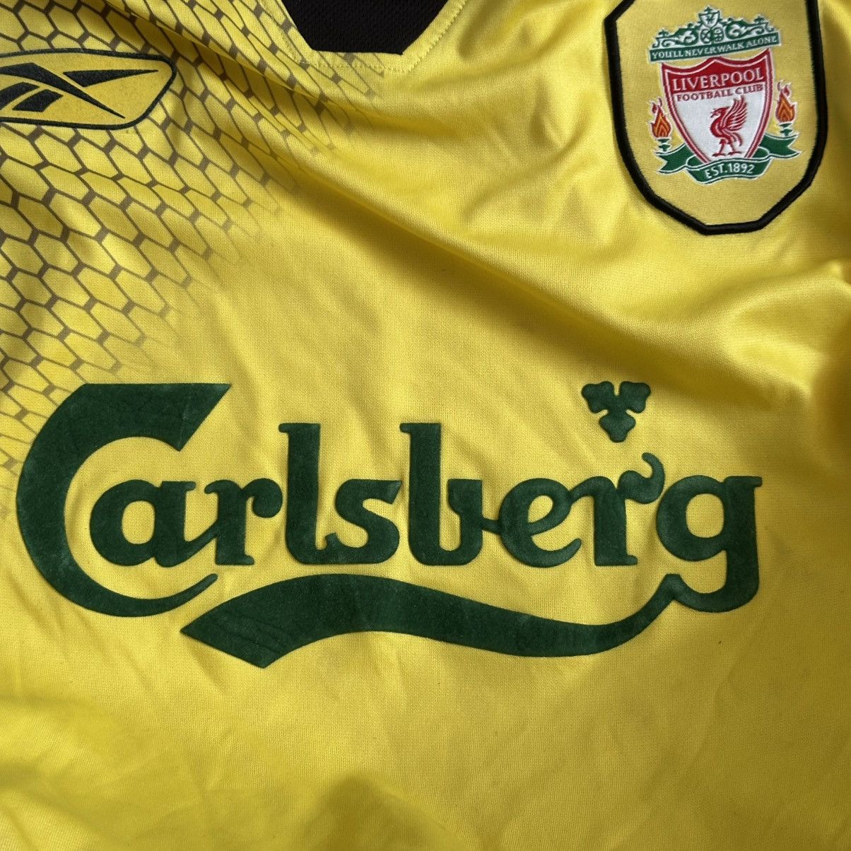 Reebok Liverpool Away football shirt 2004 - 2006 Yellow Reebok Size US XL / EU 56 / 4 - 9 Thumbnail