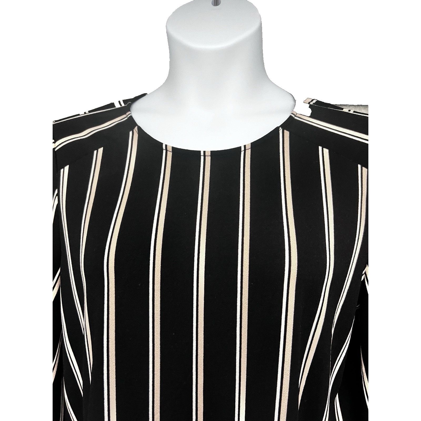 Adrianna Papell Adrianna Papell Black Striped Pullover Top Shirt L Stretch Size L / US 10 / IT 46 - 5 Thumbnail