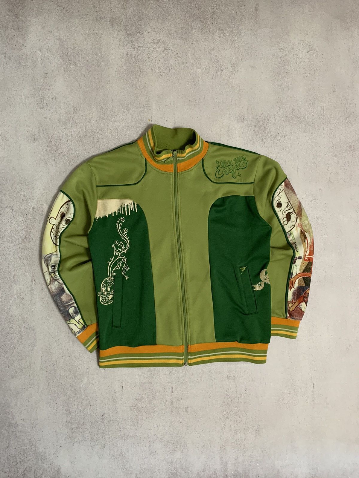Pre-owned Quiksilver Vintage  Track Jacket Y2k Baggy Logo 90's In Green