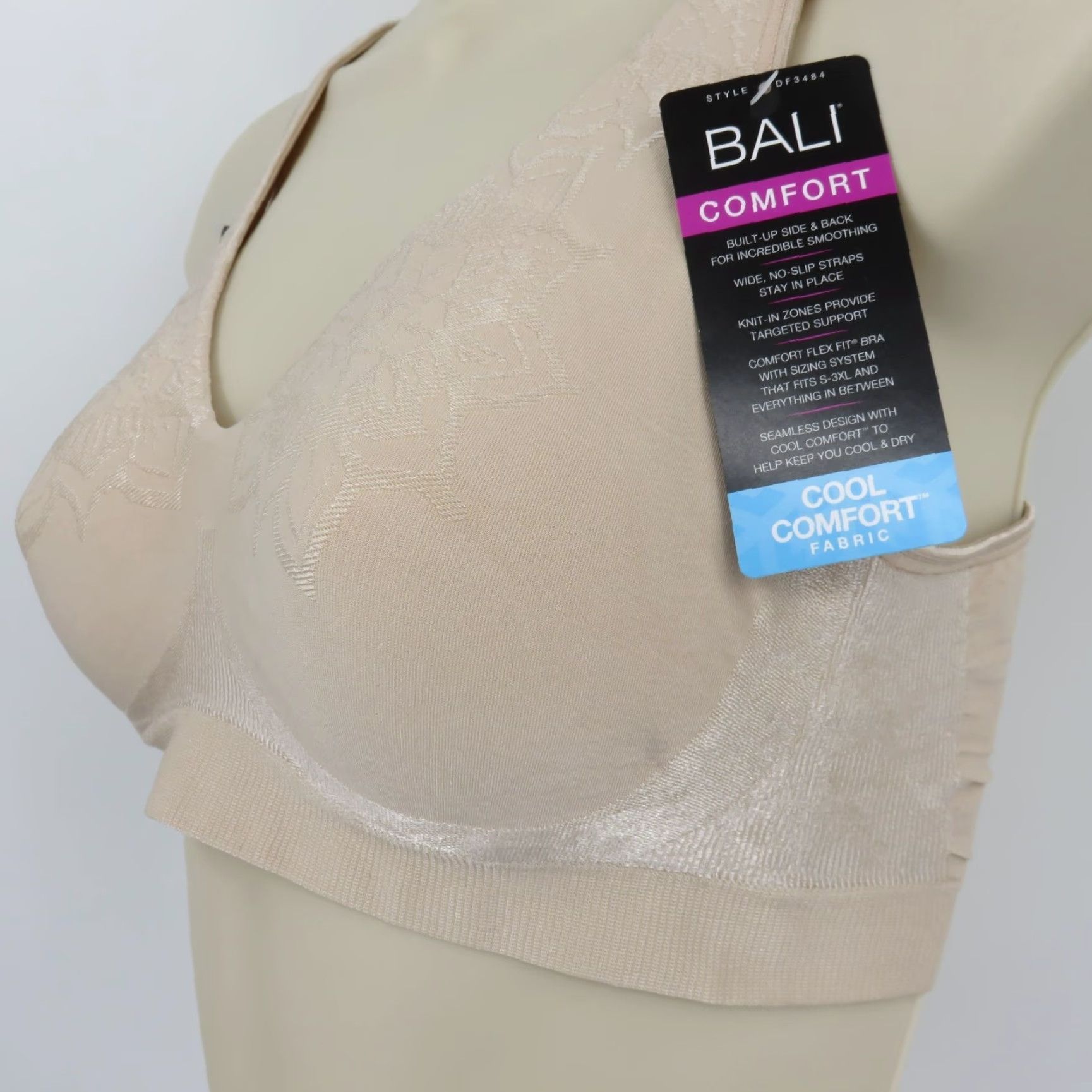 Vintage Bali Women Small DF3484 ComfortRevolution ComfortFlex Wirefree Bra Beige NEW Size ONE SIZE - 5 Thumbnail
