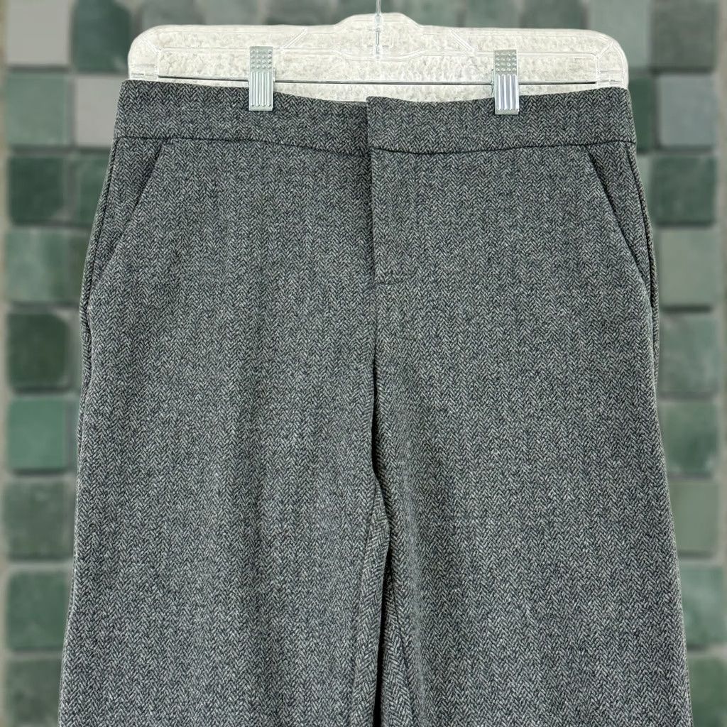 Vintage Ecru Gray Herringbone Dress Pants Womens Size 2 Slim Cuffed Mid-Rise Trousers Pants Front Flat Front Casual Business Workwear Size 26" / US 2 / IT 38 - 1 Thumbnail