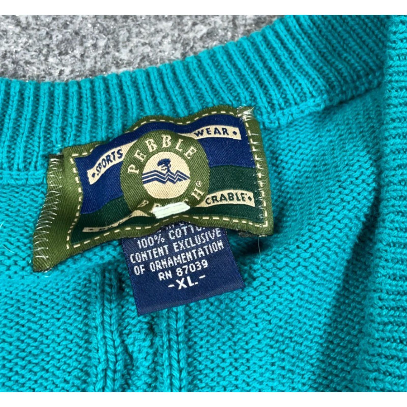 Altea VINTAGE Pebble Beach Cable Knit Sweater Vest Adult XL Teal Preppy V-Neck Golf Mens Size US XL / EU 56 / 4 - 3 Thumbnail