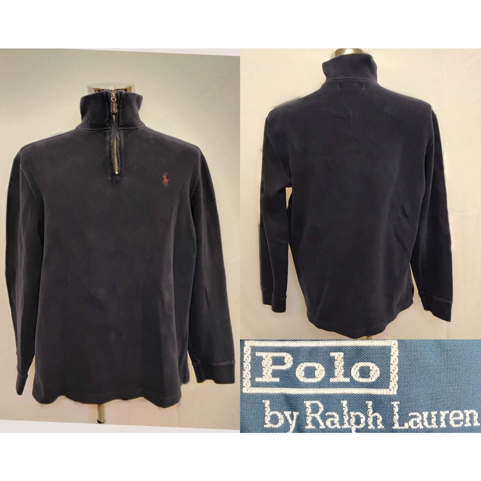 Polo Ralph Lauren Polo Ralph Lauren 1/4 Zip Sweater Men's L Navy VTG 90's Size US L / EU 52-54 / 3 - 1 Thumbnail