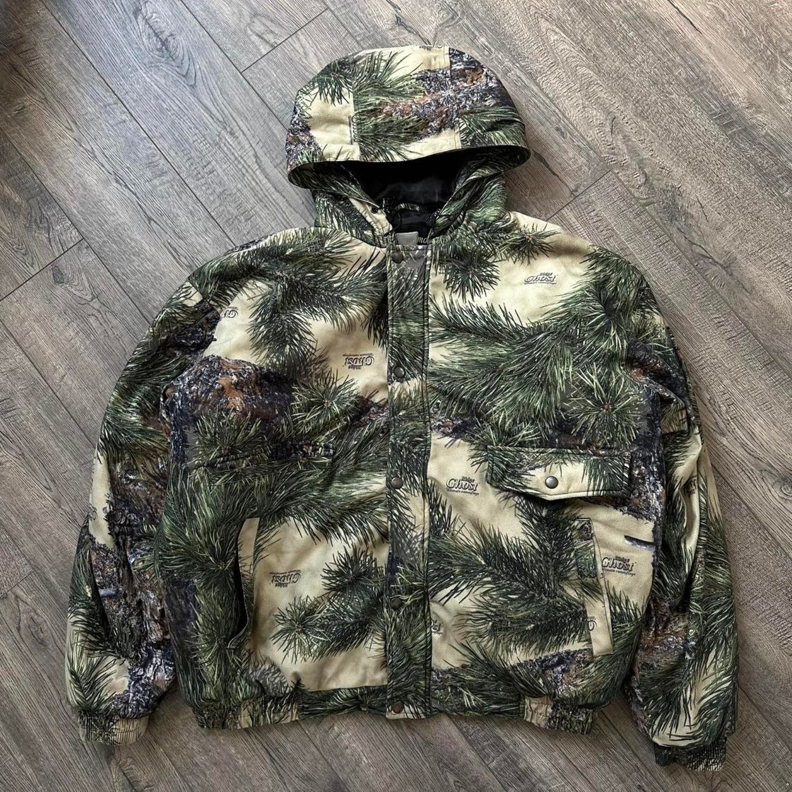 Vintage Vintage 90s Camo Fleece Puffer Zip Up Hooded Work Jacket Size US XL / EU 56 / 4 - 4 Thumbnail