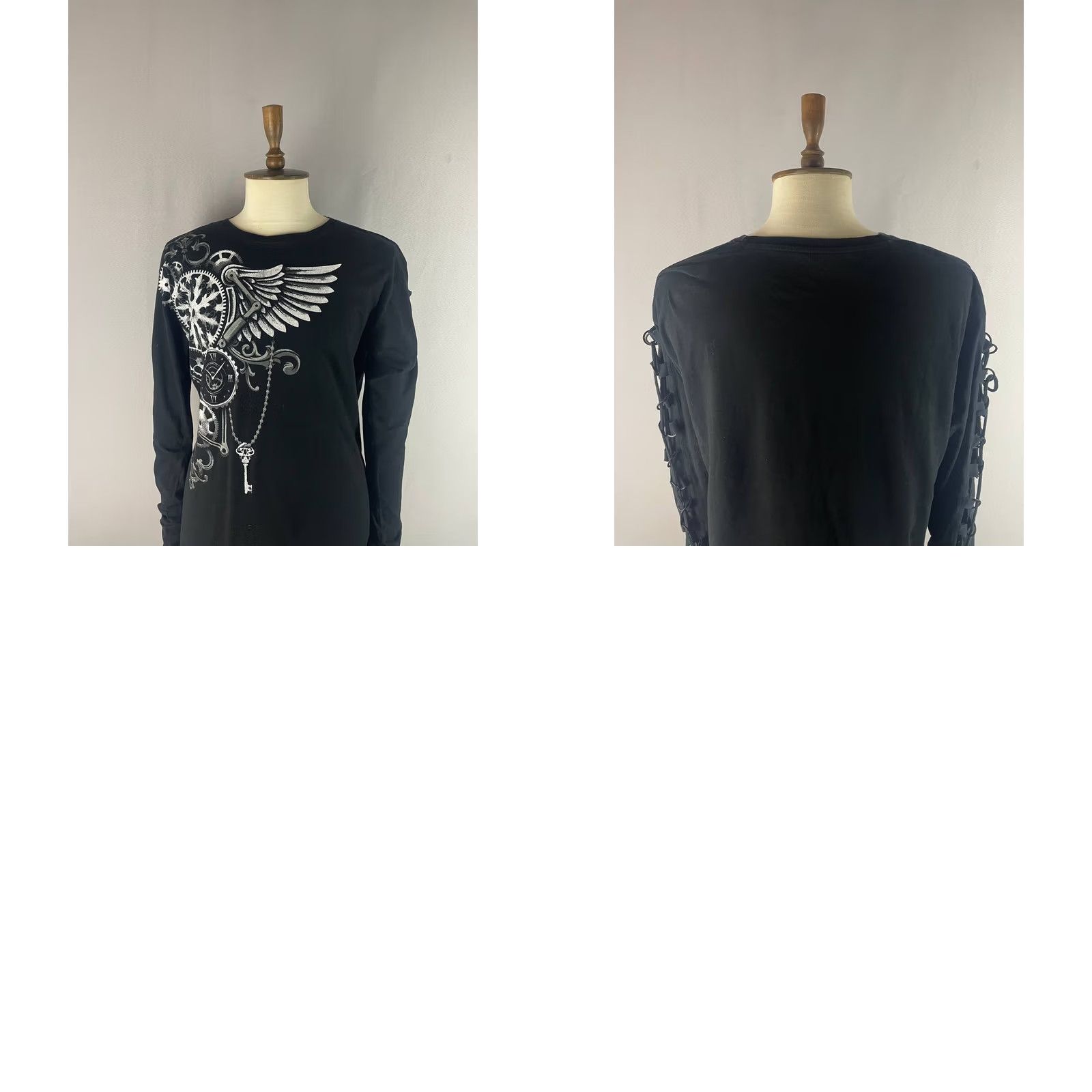Vintage Gothicana By EMP Mens Shirt Size XL Black Steampunk Print Cotton Long Sleeve Size US XL / EU 56 / 4 - 9 Thumbnail