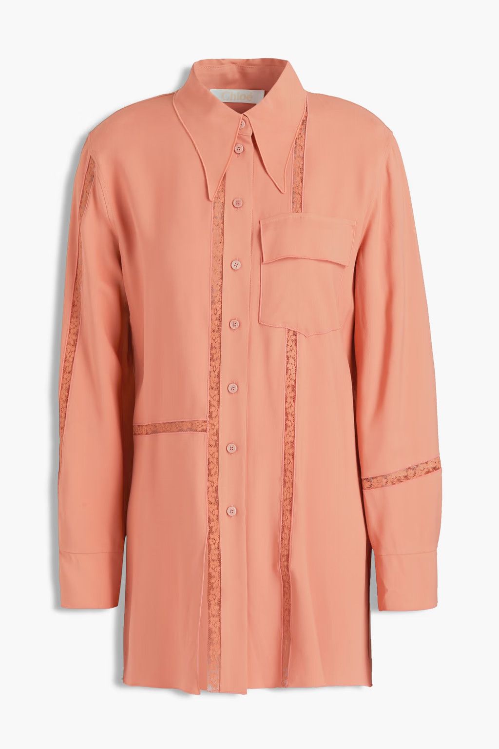 Chloe o1y0825 Lace Shirt in Salmon Pink Size M / US 6-8 / IT 42-44 - 1 Thumbnail