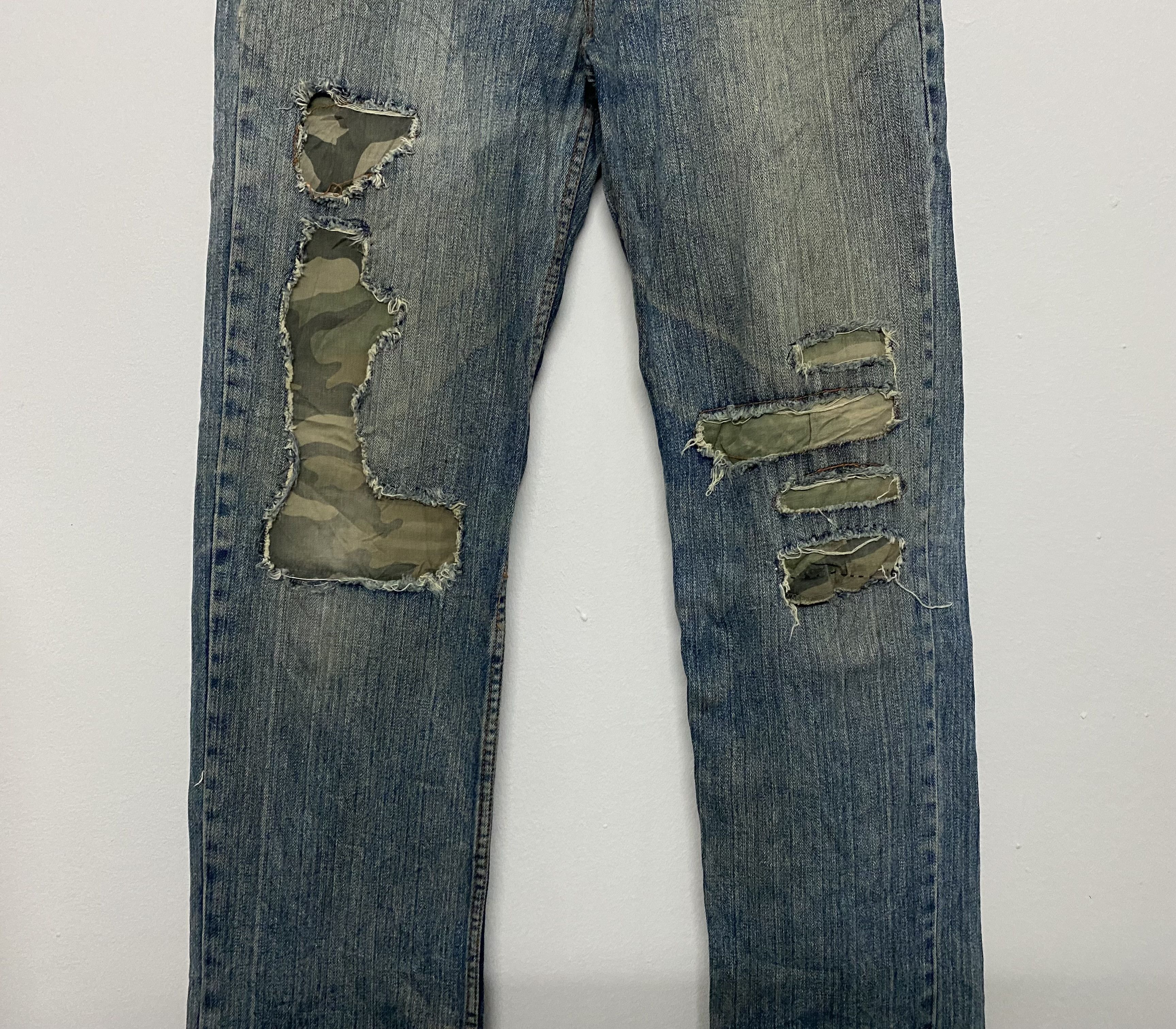 Japanese Brand Vintage Y2K NYLAUS JEANS Distressed Camo Patch Denim XLARGE Size US 34 / EU 50 - 4 Thumbnail