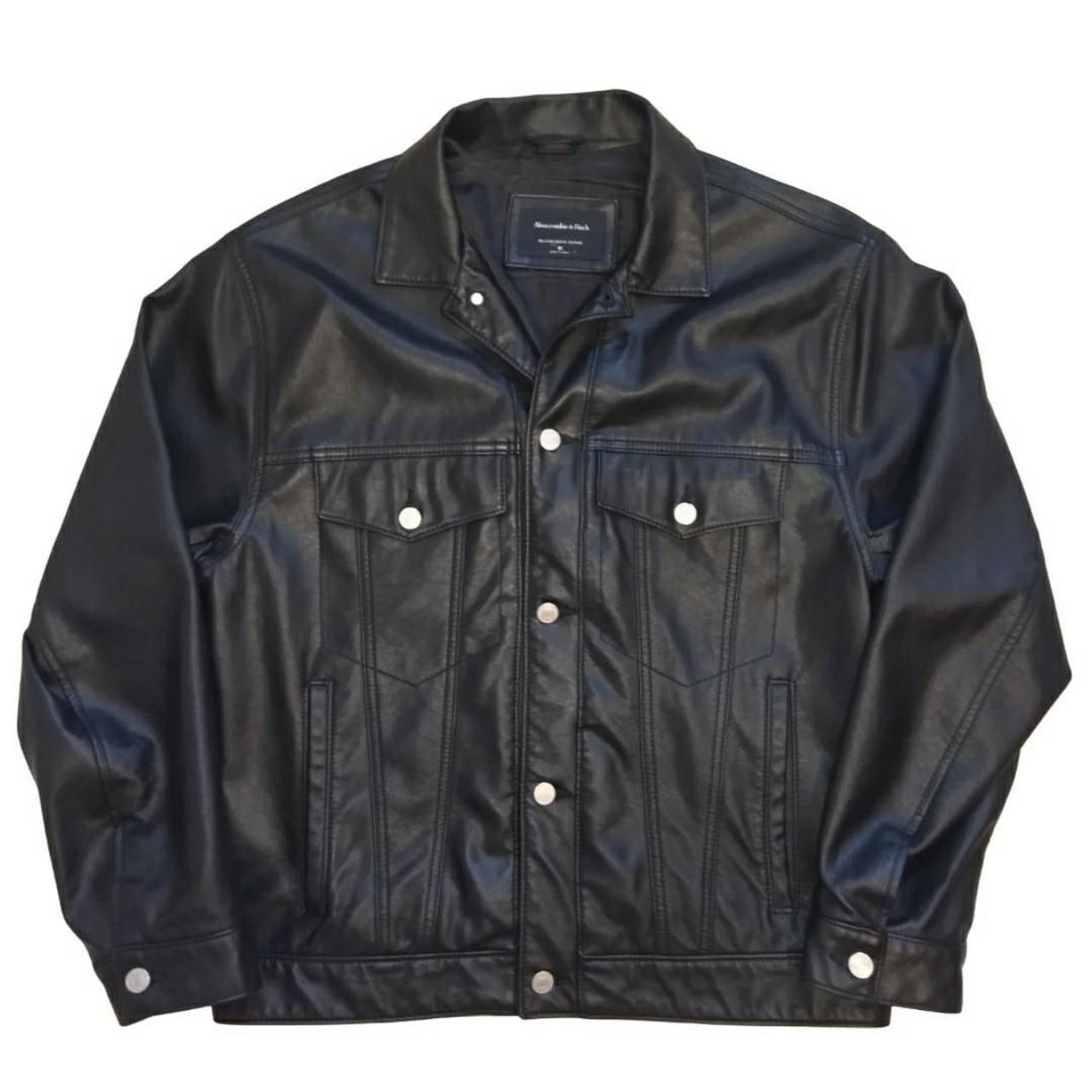 Abercrombie & Fitch ABERCOMBIE & FITCH VEGAN LEATHER TRUCKER JACKET Size US M / EU 48-50 / 2 - 4 Thumbnail