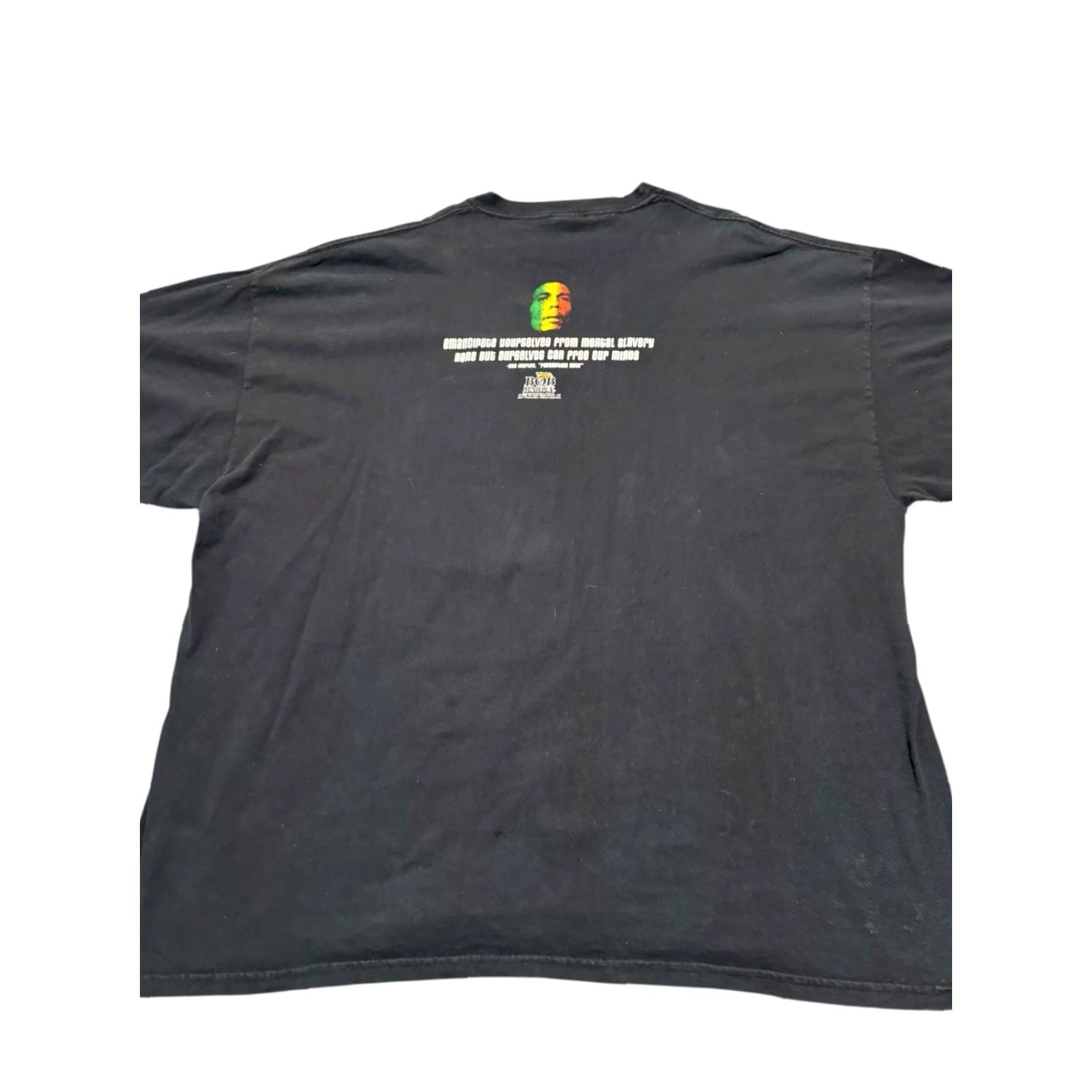 Vintage VINTAGE Zion Rootswear 1999 Bob Marley “Redemption Song” Lyrics Black T-Shirt 3XL/4XL Tee Mens Short Sleeve Crew Neck Cotton Shirt Size US XXL / EU 58 / 5 - 7 Thumbnail