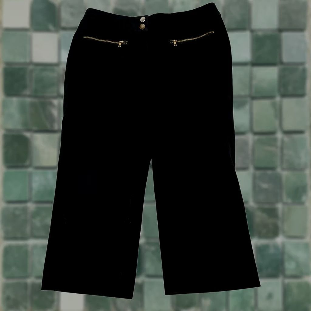 Alfani Alfani Pants Black Cropped Capri Stretch Zip Pocket Career Office Minimalist Women 4 Slim Straight Front Zip Pockets Twill Cotton Spandex Size 27" / US 4 / IT 40 - 1 Thumbnail