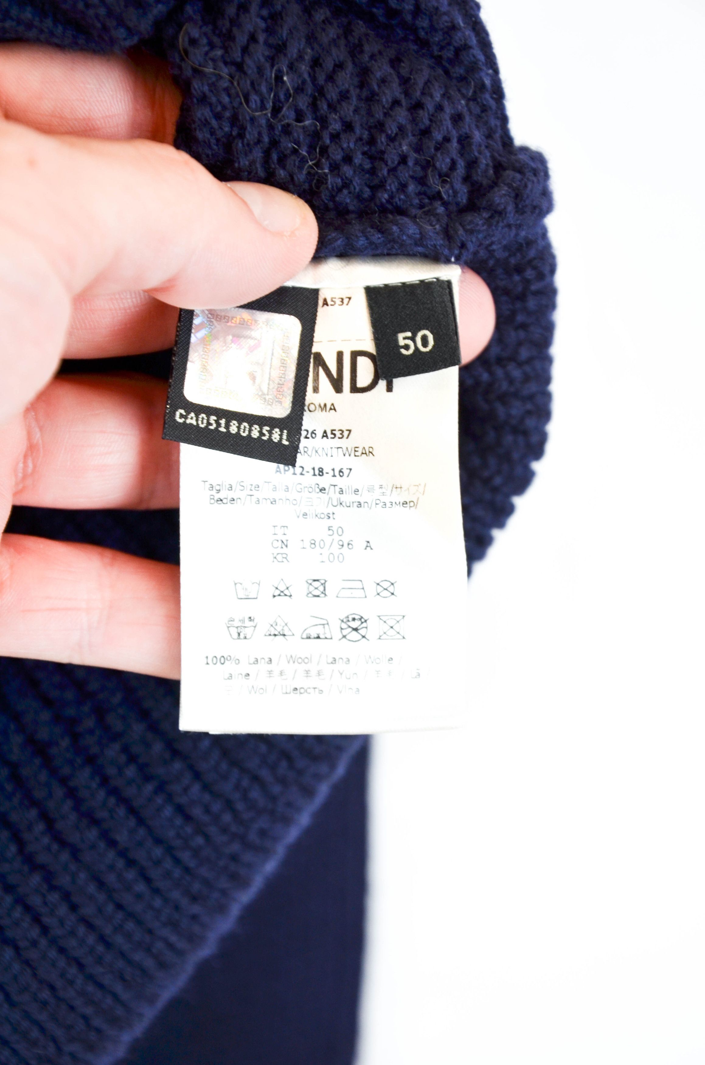 Fendi Fendi Navy Heavy Ribbed Mock Neck Sweater – 50 IT Size US L / EU 52-54 / 3 - 8 Thumbnail