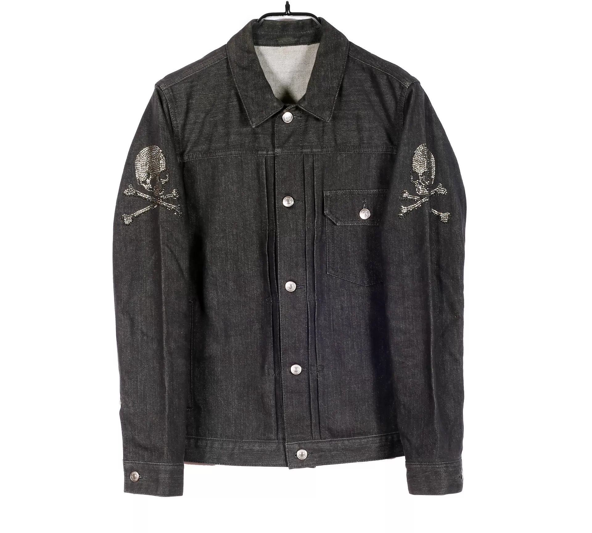 Mastermind Japan Black Denim Jacket with Skull Crossbones Embellishments Size US S / EU 44-46 / 1 - 1 Thumbnail