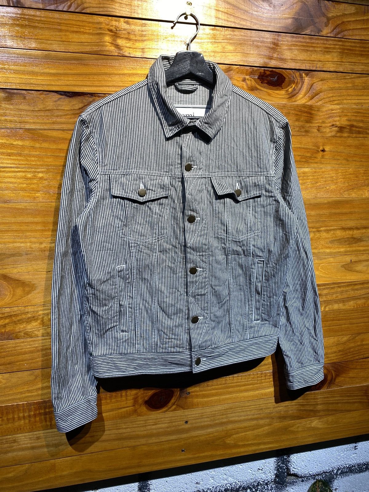 AMI Ami Alexandre Mattiussi Stripe Denim Jacket French Designer Size US M / EU 48-50 / 2 - 5 Thumbnail