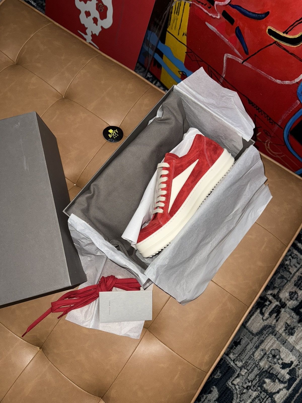 Rick Owens Rick owens red suede cardinal vintage low top sneakers Size US 7 / EU 40 - 8 Thumbnail