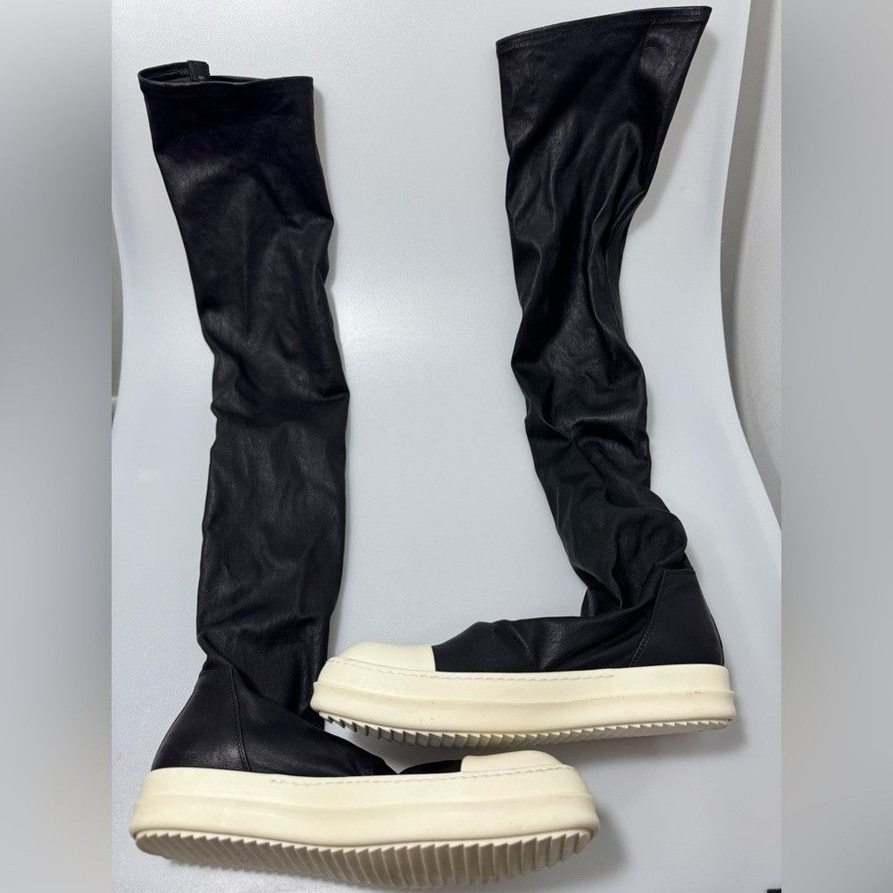 Rick Owens Rick Owens Leather Over-The-Knee Stocking Boots Black Women’ Size US 9 / IT 39 - 2 Thumbnail