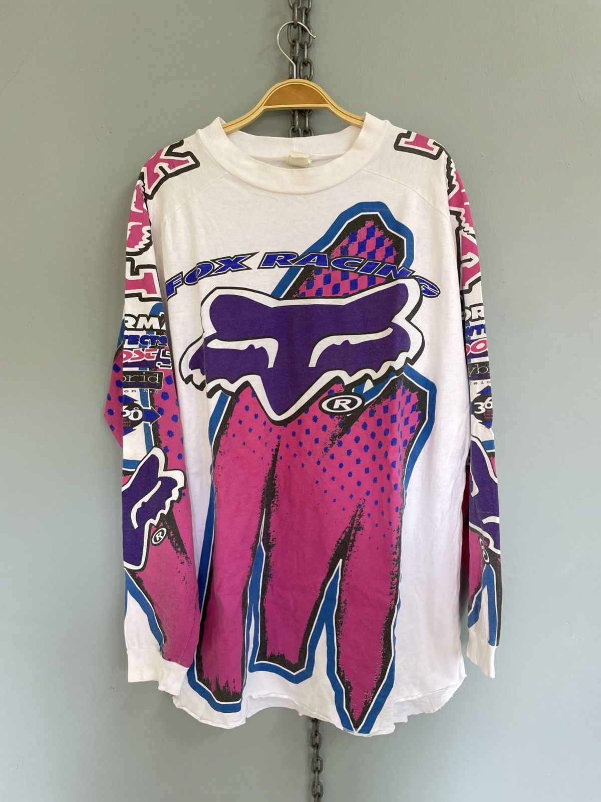 Vintage Vintage 90s Fox Racing motocross long sleeve jersey Size US XL / EU 56 / 4 - 1 Thumbnail