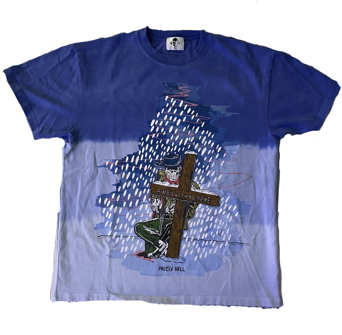 image of Warren Lotas Frozen Hell Tie Dye T-Shirt in Blue, Men's (Size XL)