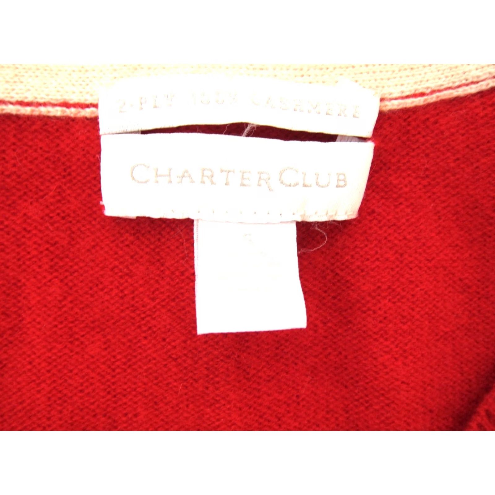Charter Club Charter Club Cardigan Knit Sweater 2-Ply 100% Cashmere Red White Black Argyle S Womens Casual Cardigan Size S / US 4 / IT 40 - 3 Thumbnail