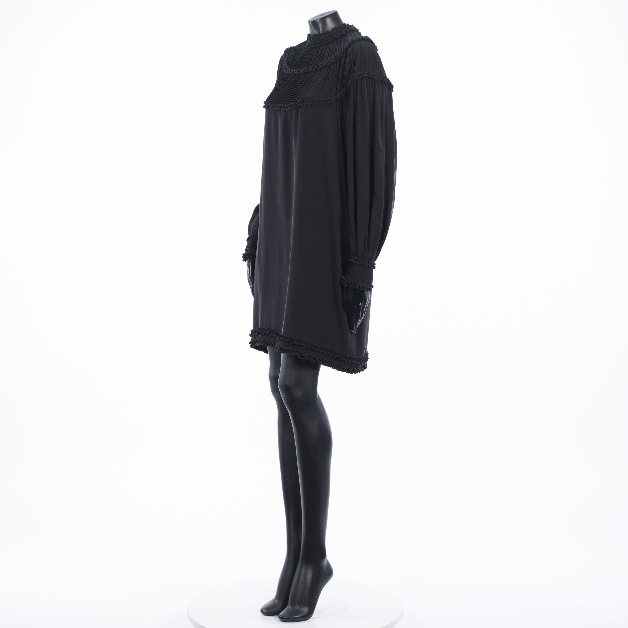 Fendi Crêpe De Chine Dress With Ruffles In Black Silk Size M / US 6-8 / IT 42-44 - 2 Thumbnail