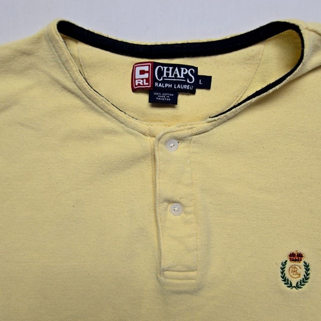 Chaps Ralph Lauren Vintage Chaps Ralph Lauren Shirt L Yellow Henley Neck 90s Size US L / EU 52-54 / 3 - 3 Thumbnail