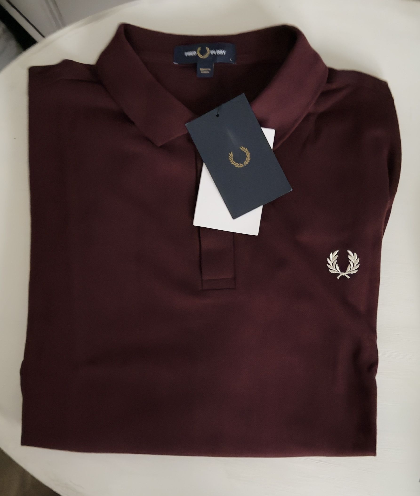 Fred Perry Burgundy Longsleeve Polo NWT Size US L / EU 52-54 / 3 - 3 Thumbnail