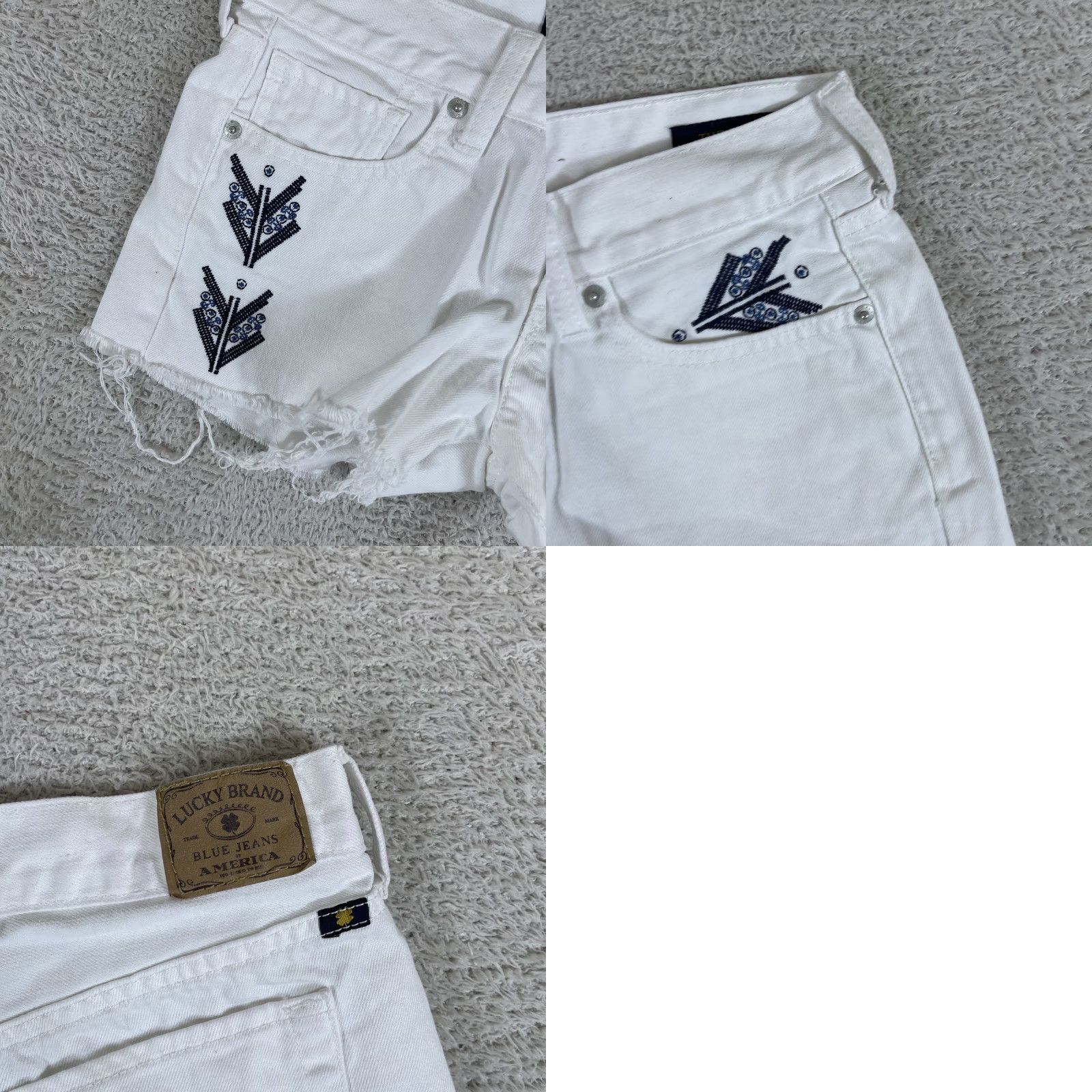 Lucky Brand Lucky Brand Shorts Womens 00/24 White Denim Embroidered Boho The Cutoff Jean Y2K Summer Mens Womens Girls? Size 24" / US 00 / IT 34 - 9 Thumbnail