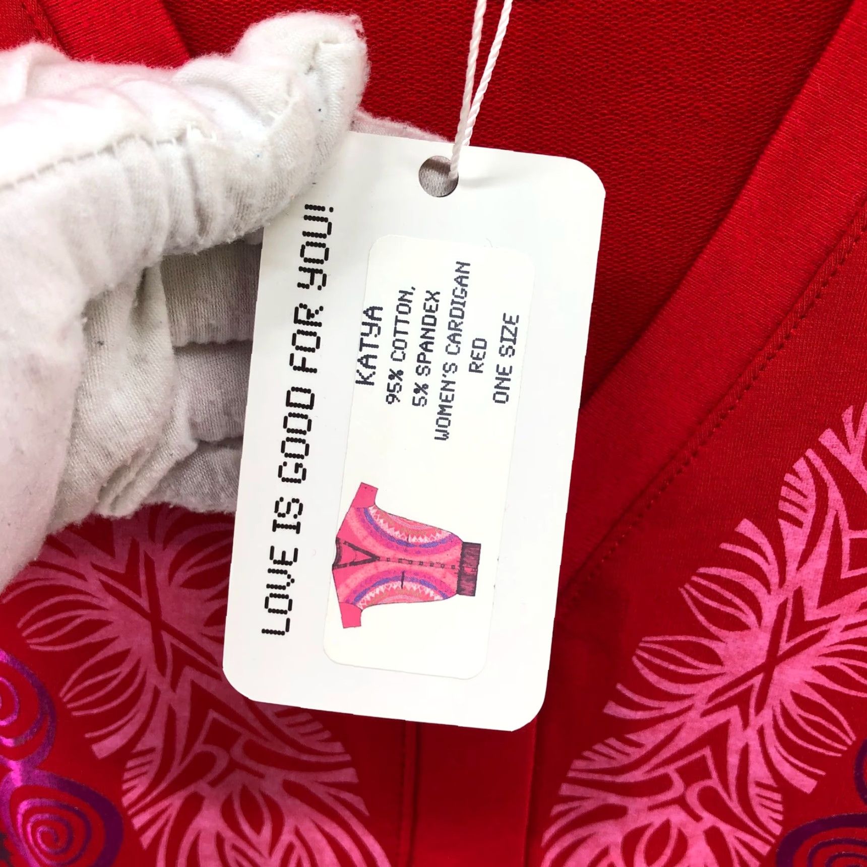 Vintage VINTAGE Cut It Out Cardigan Womens S Heart Print Boho Cotton Stretch Short Sleeve V-Neck Red Size S / US 4 / IT 40 - 6 Thumbnail