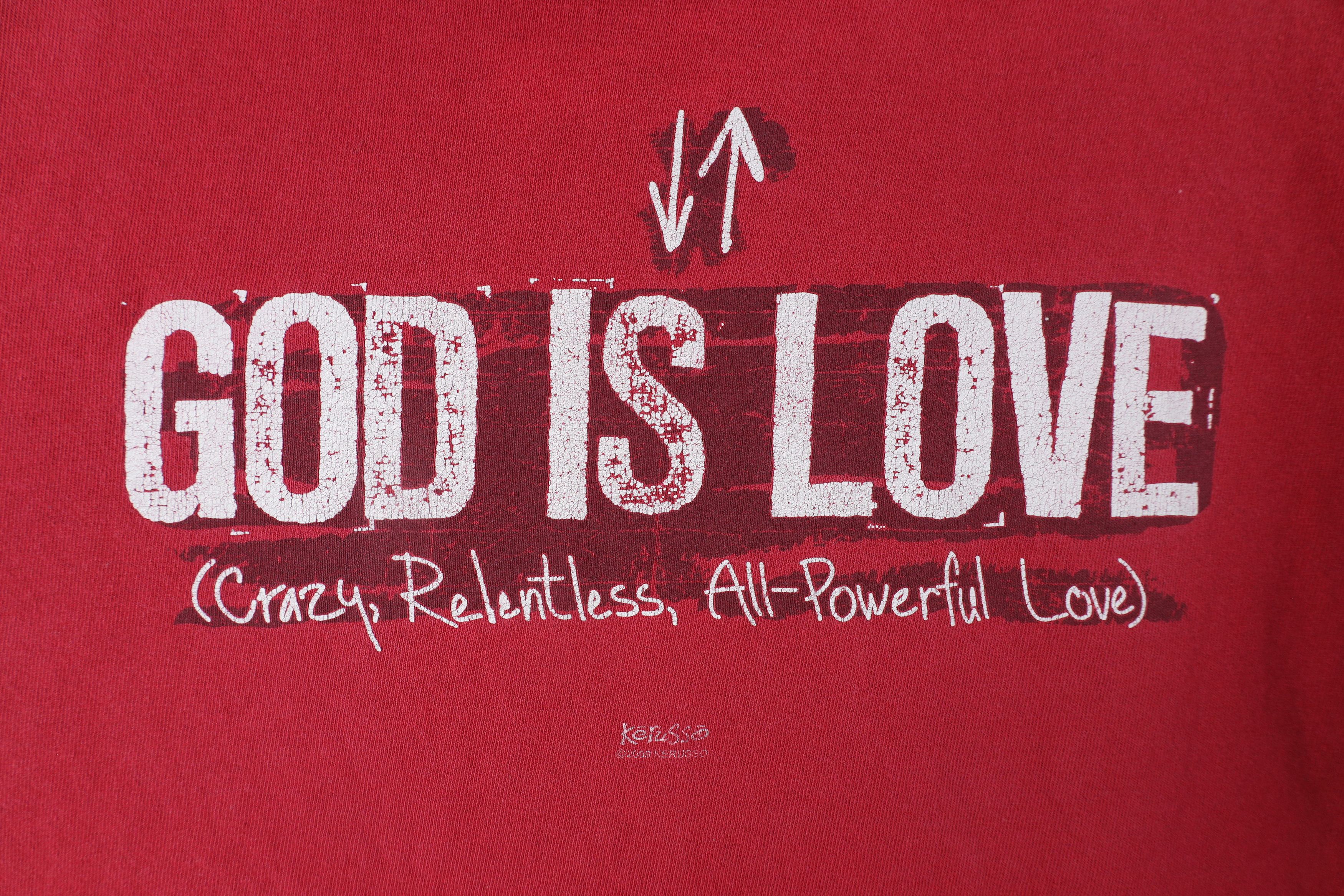 Vintage Vintage Y2K Christian God Is Love All Powerful T-Shirt Red Size US L / EU 52-54 / 3 - 4 Thumbnail