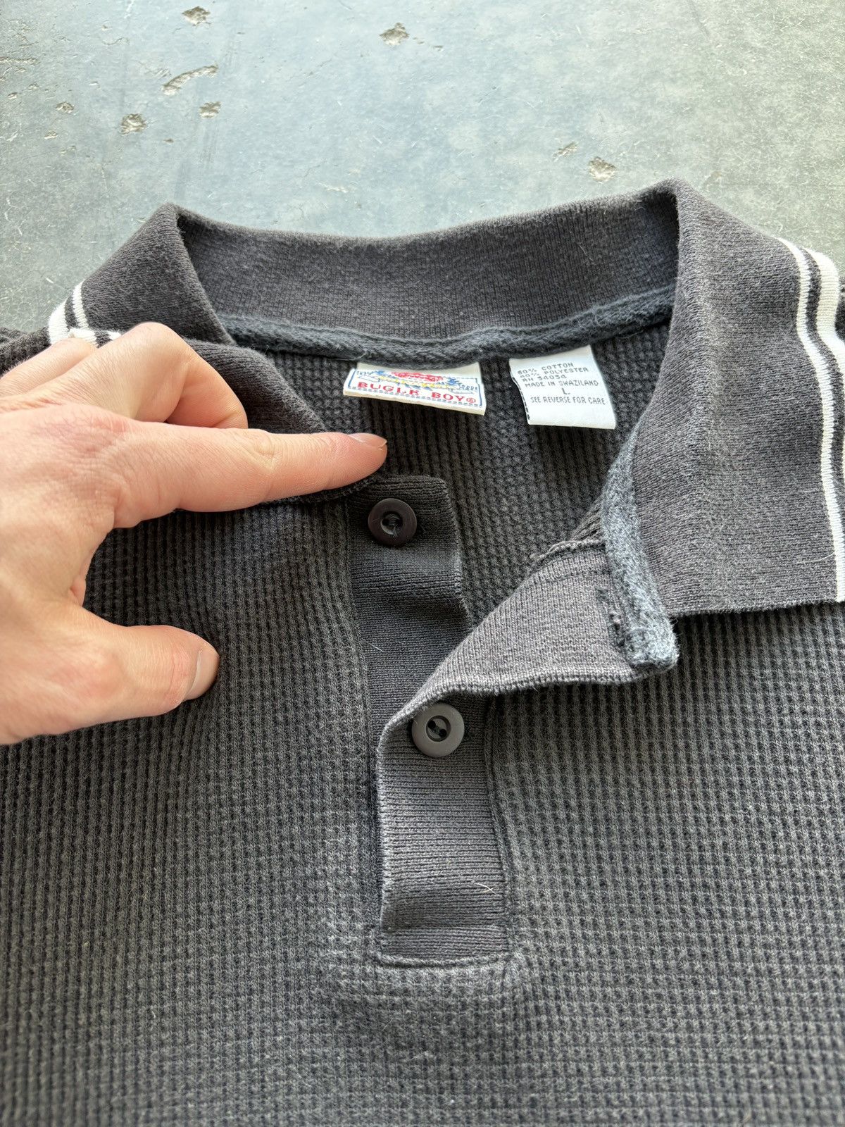 Bugle Boy Vintage Y2K Bugle Boy Thermal Henley Collared Shirt Size US L / EU 52-54 / 3 - 4 Thumbnail