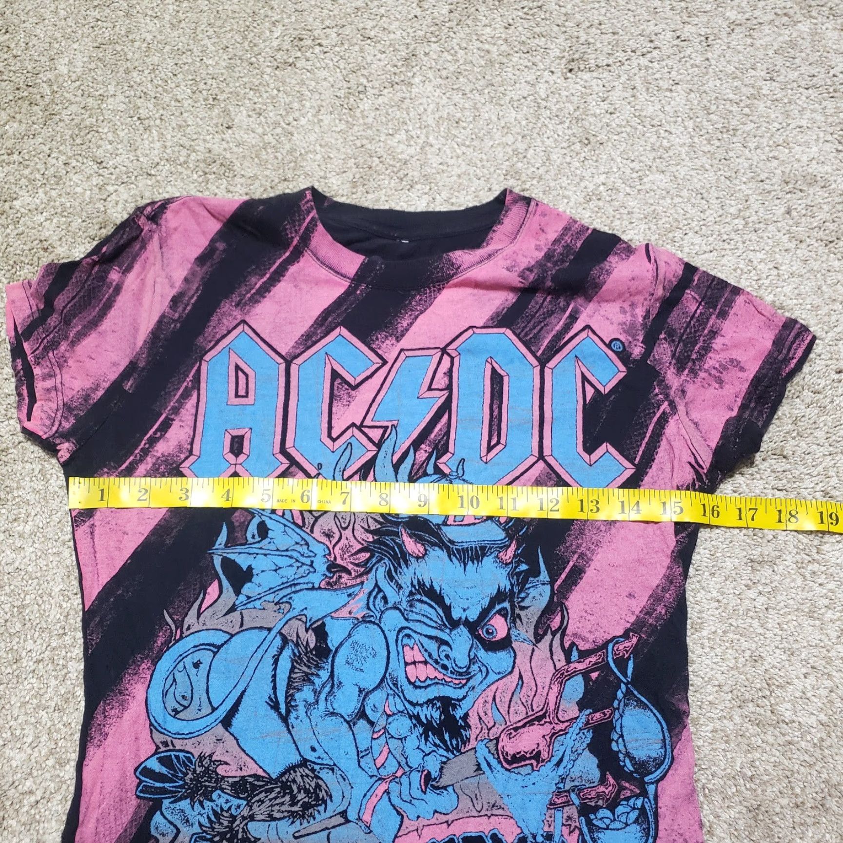Pinko AC/DC Shirt Pink Black Short Sleeve Are You Ready Angus Devil Rock Band S Small Women T-Shirt Round Neck Multicolor 50s 60s Concert Womens" Size S / US 4 / IT 40 - 4 Thumbnail