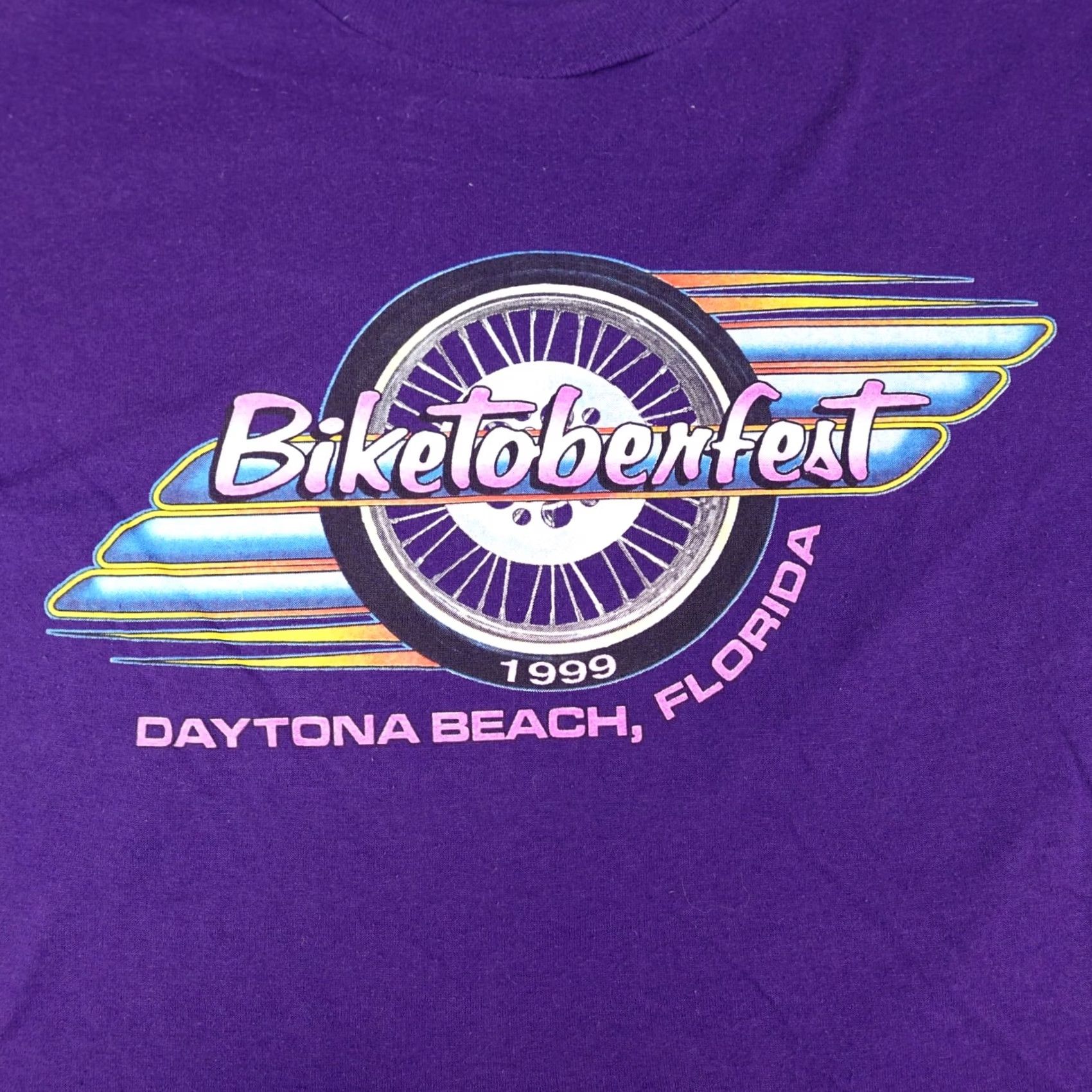 Jerzees VINTAGE Biketoberfest Shirt Mens Large Purple 1999 Daytona Beach Single Stitch Size US L / EU 52-54 / 3 - 7 Thumbnail