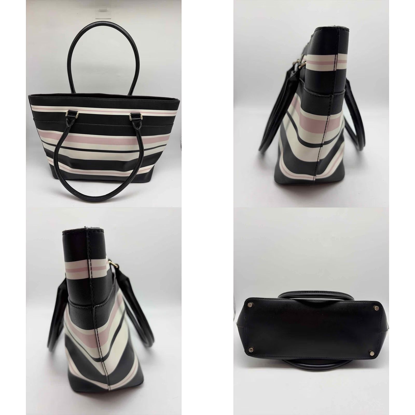 Vintage Kate Spade Striped Black Tote Bag Size ONE SIZE - 8 Thumbnail