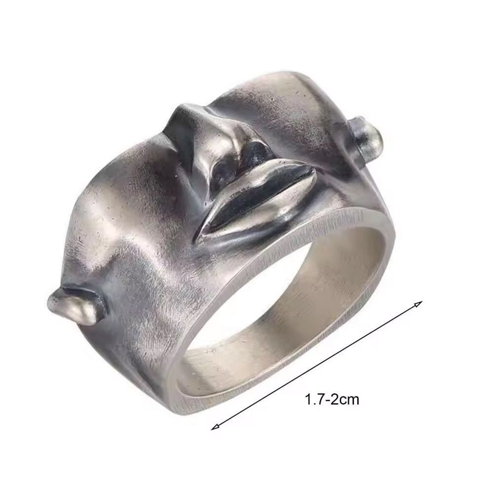 Designer Retro See No Evil Half Face Ring Size ONE SIZE - 7 Thumbnail