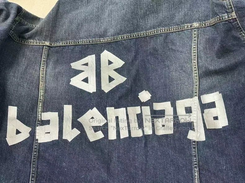 Balenciaga Balenciaga Collar Washed Loose Single Breasted Jacket, Blu Size US XL / EU 56 / 4 - 3 Thumbnail