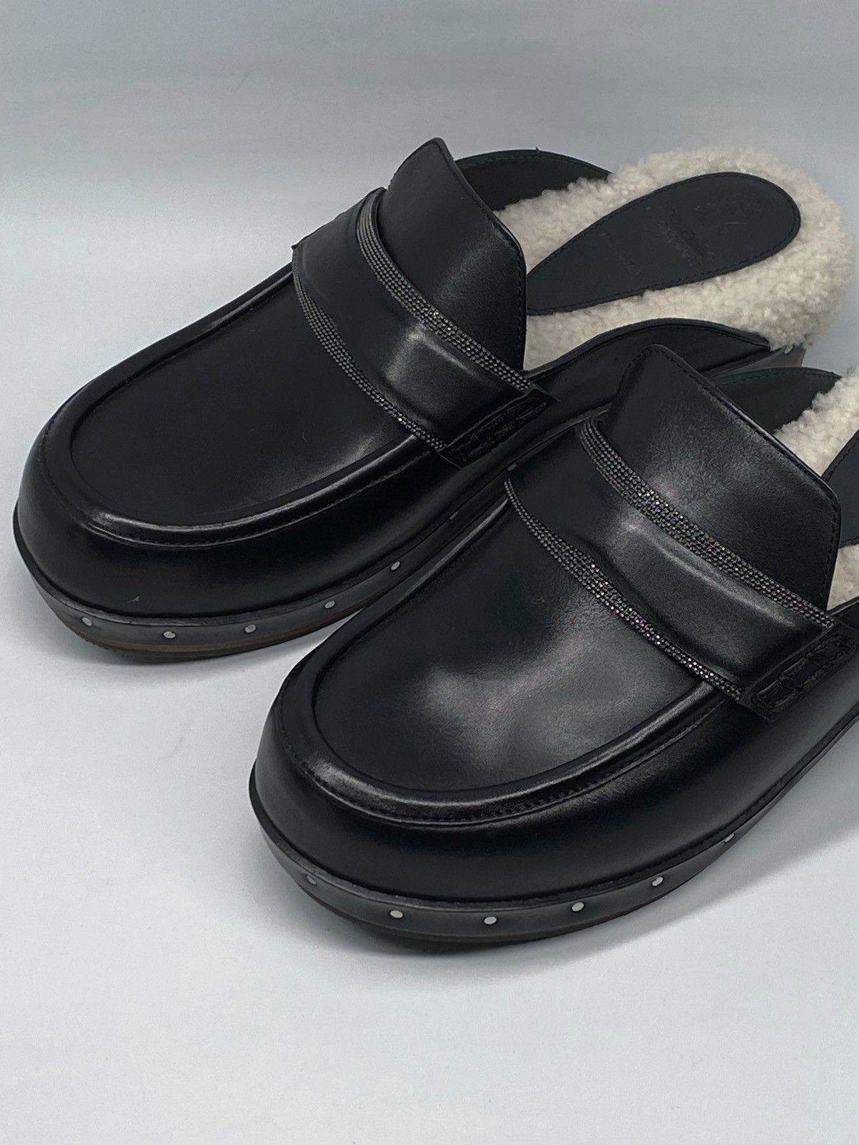 Brunello Cucinelli Brunello Cucinelli Beaded Shearling & Leather Clogs size 39 Size US 9 / IT 39 - 6 Thumbnail