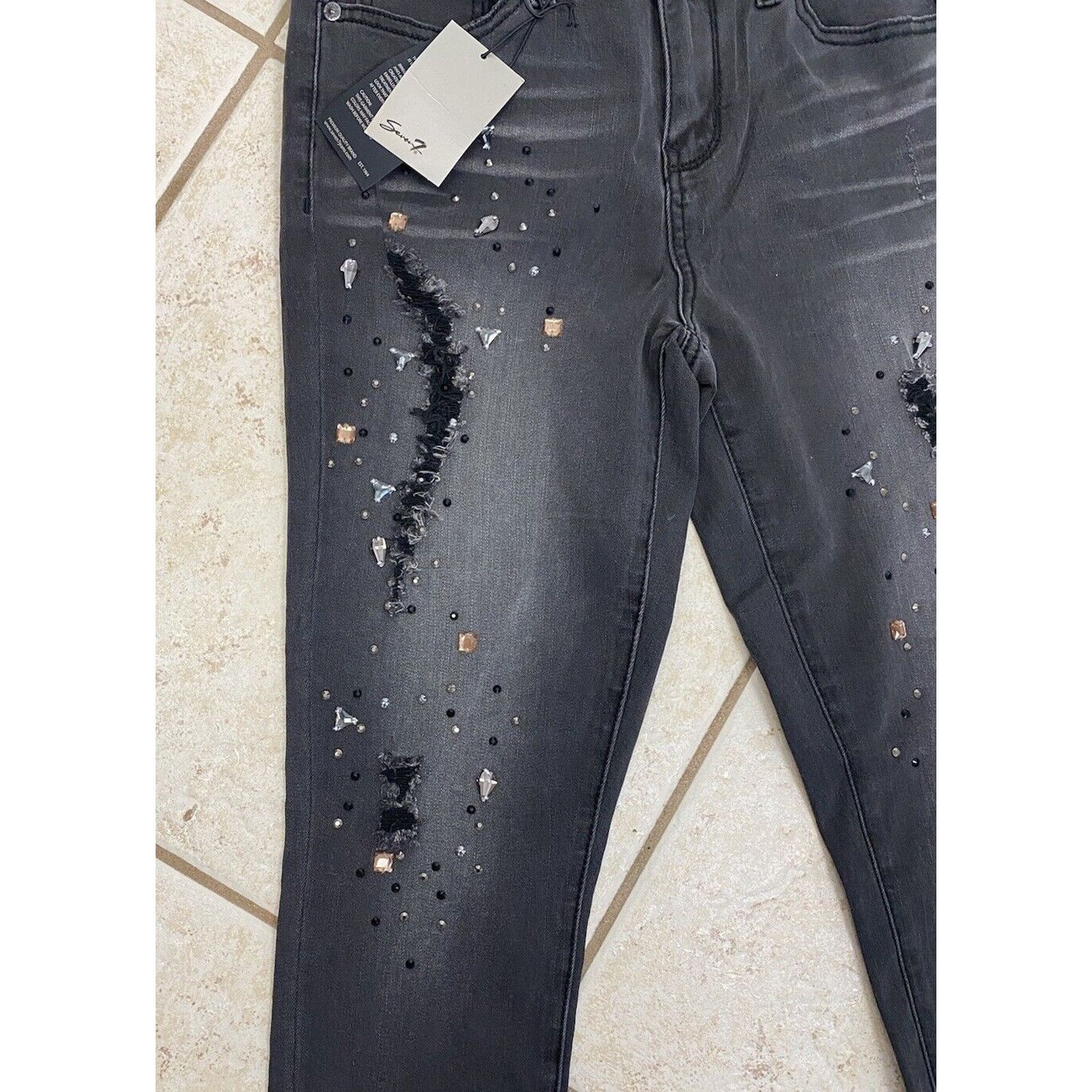 Seven 7 NWT Seven7 Jeans 8 Mid-Rise Skinny Rhinestones Stretch Size 30" / US 8 / IT 44 - 2 Thumbnail