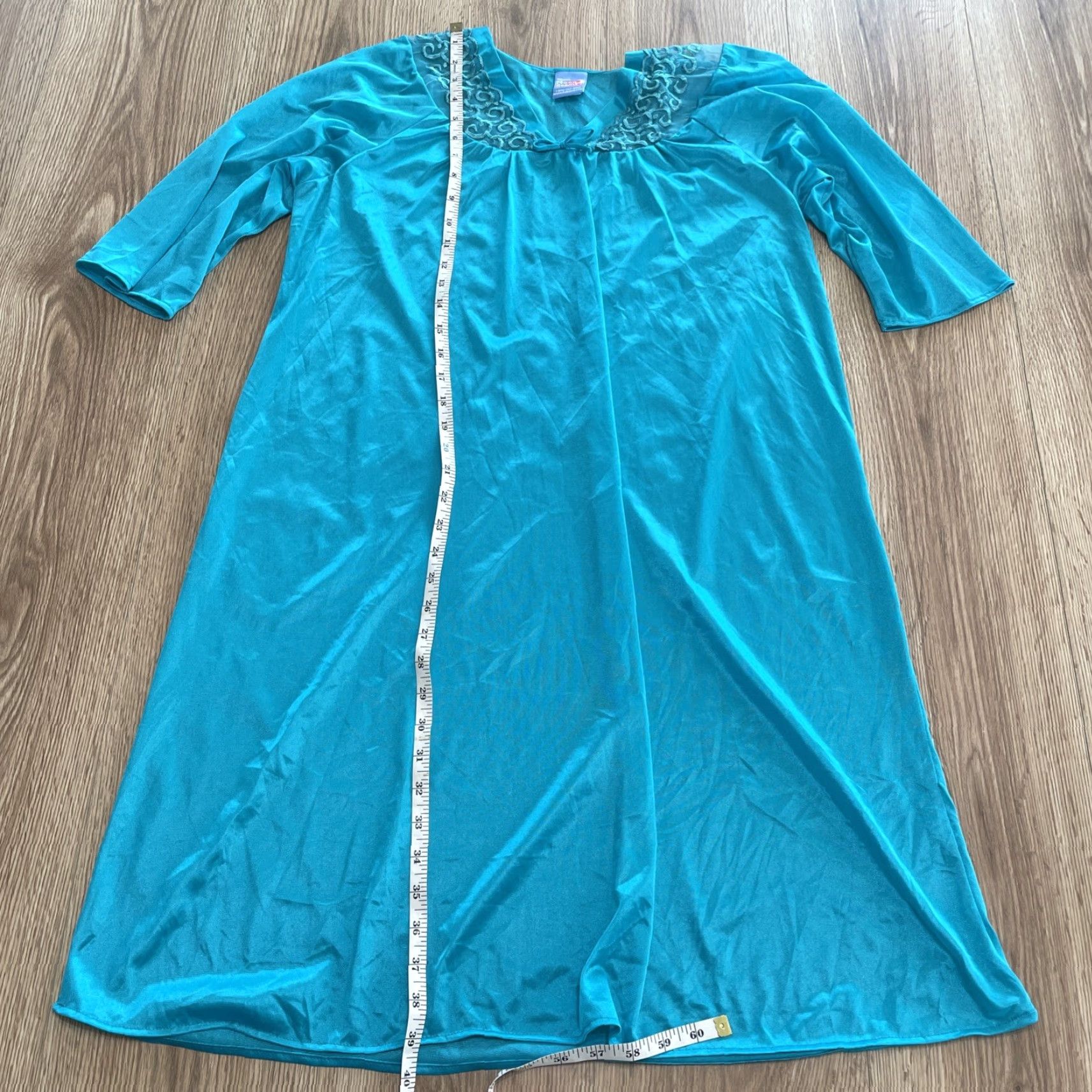 Haband VINTAGE Haband Moon Beam Nightgown Gown XL Teal Embroidered Women's Size ONE SIZE - 7 Thumbnail