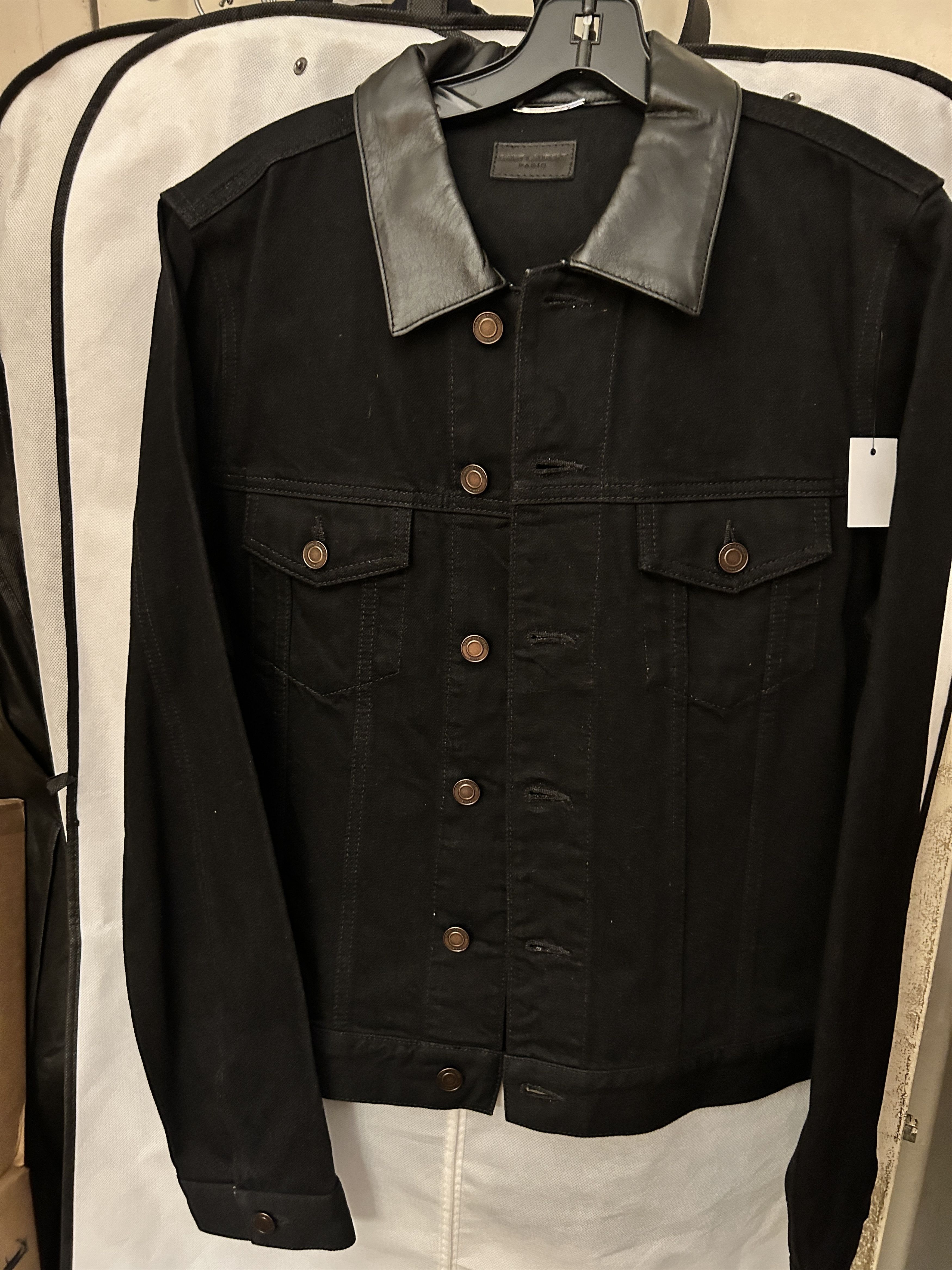 Saint Laurent Paris Saint Laurent Collar Denim Jacket - Black size Medium Size US M / EU 48-50 / 2 - 1 Thumbnail