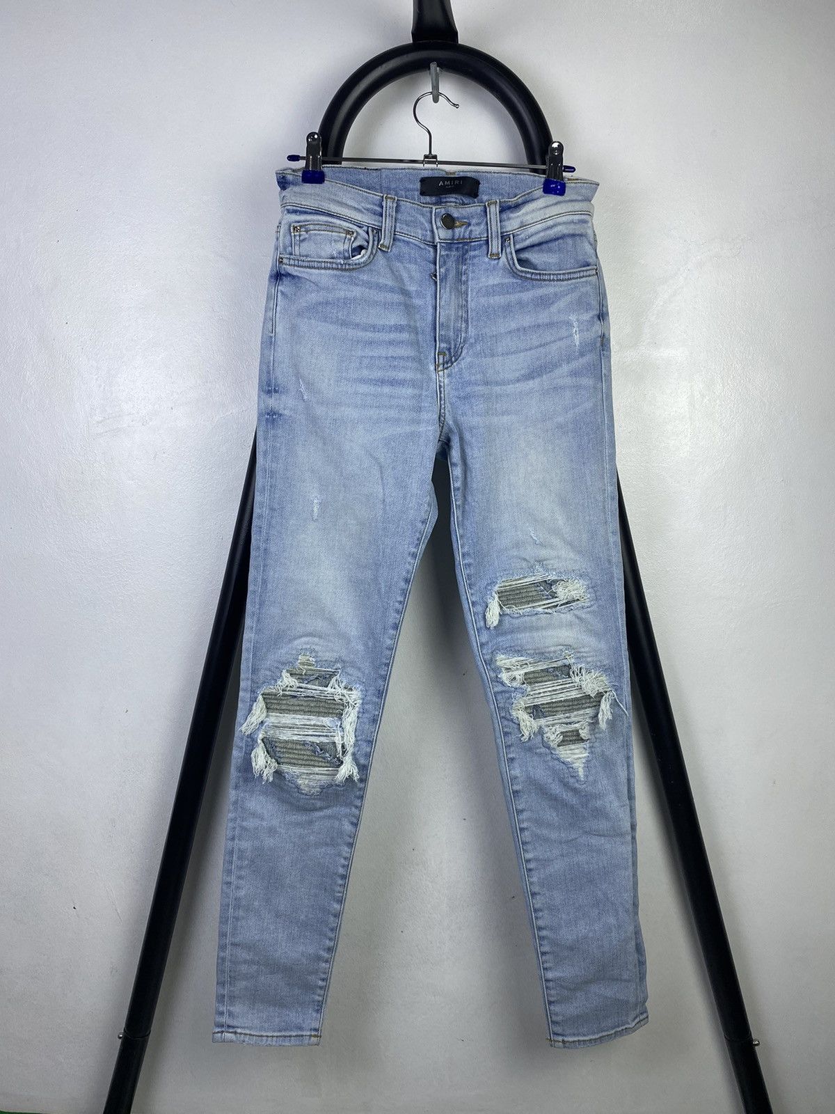 image of Amiri Distressed Pants in Light Denim, Women's (Size 26)