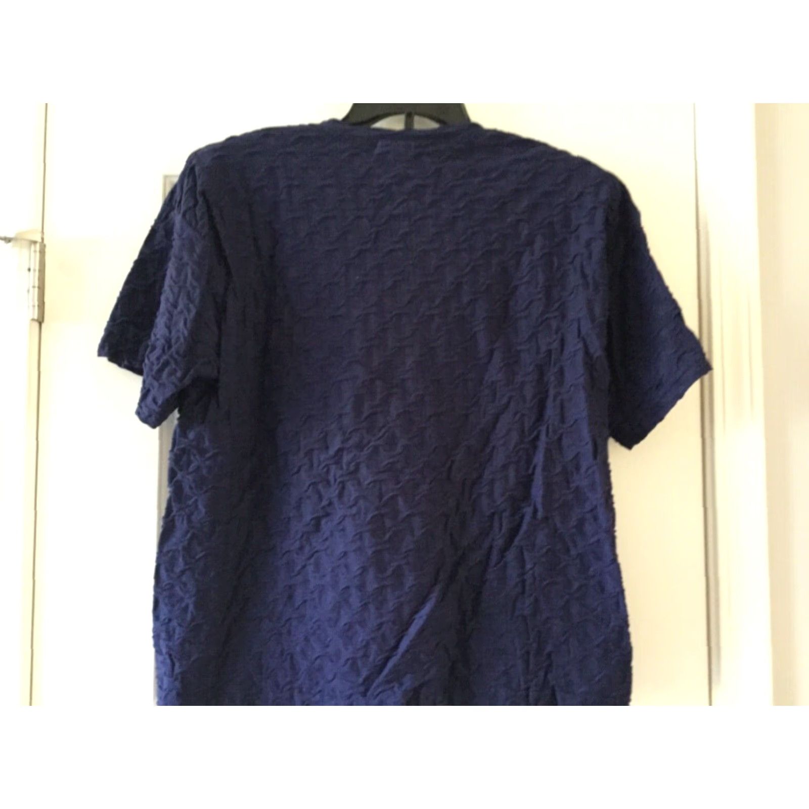 Vintage LA FETE Women's Navy Textured Top One Size Embellished Neckline Size ONE SIZE - 3 Thumbnail