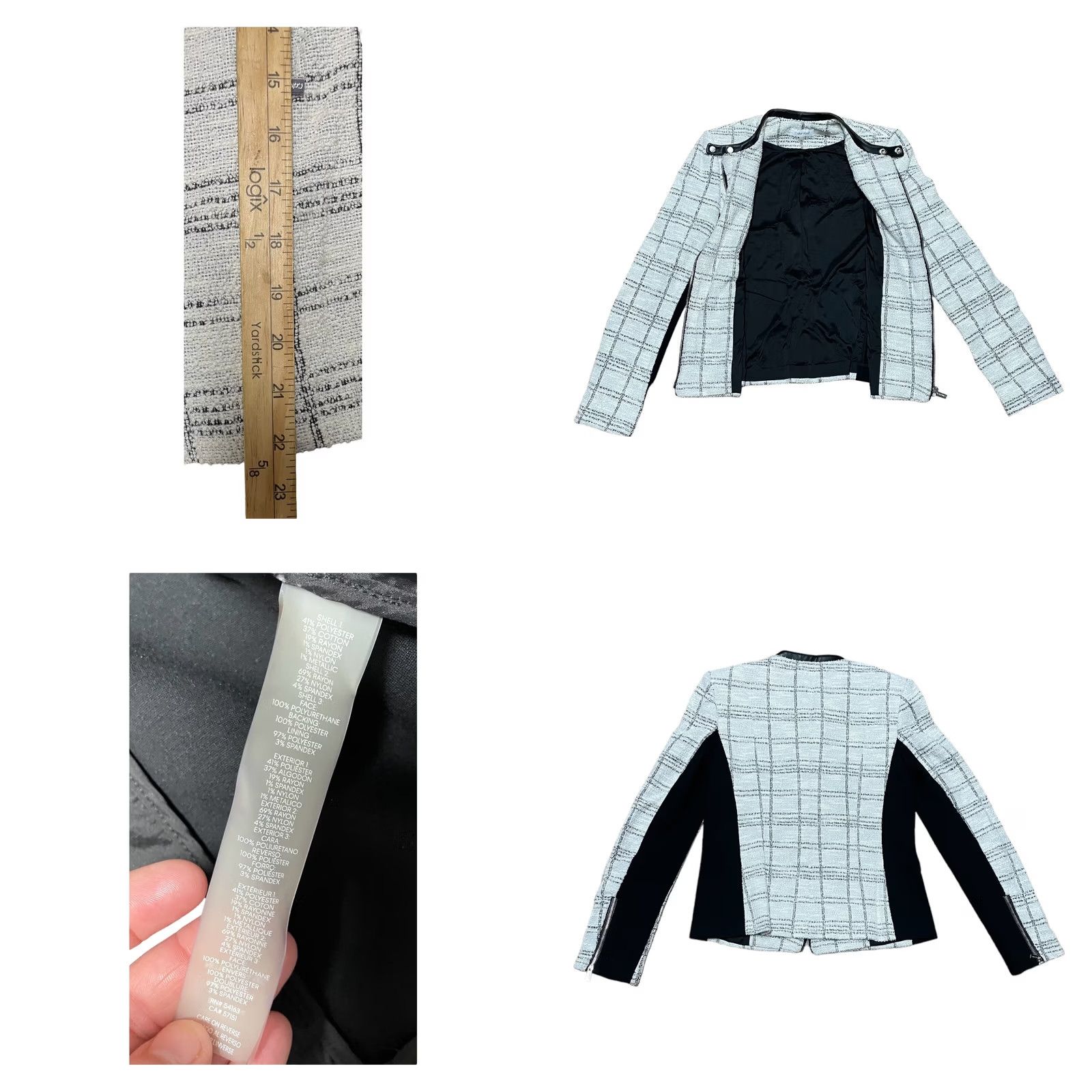 Calvin Klein Calvin Klein Blazer Women’s White & Black Plaid Shimmer Sz 6 Full Zip No Collar Jacket Size M / US 6-8 / IT 42-44 - 8 Thumbnail