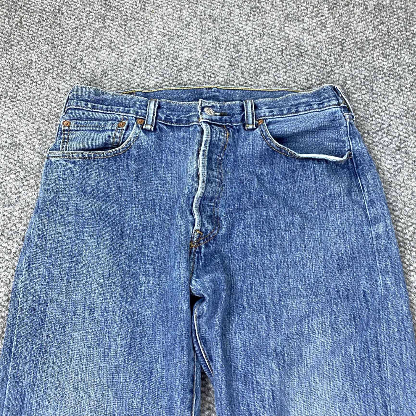 Levi's VINTAGE Levi's 501 Jeans Mens Straight Denim Button Fly 34x29 Blue Distressed" Size US 34 / EU 50 - 2 Thumbnail
